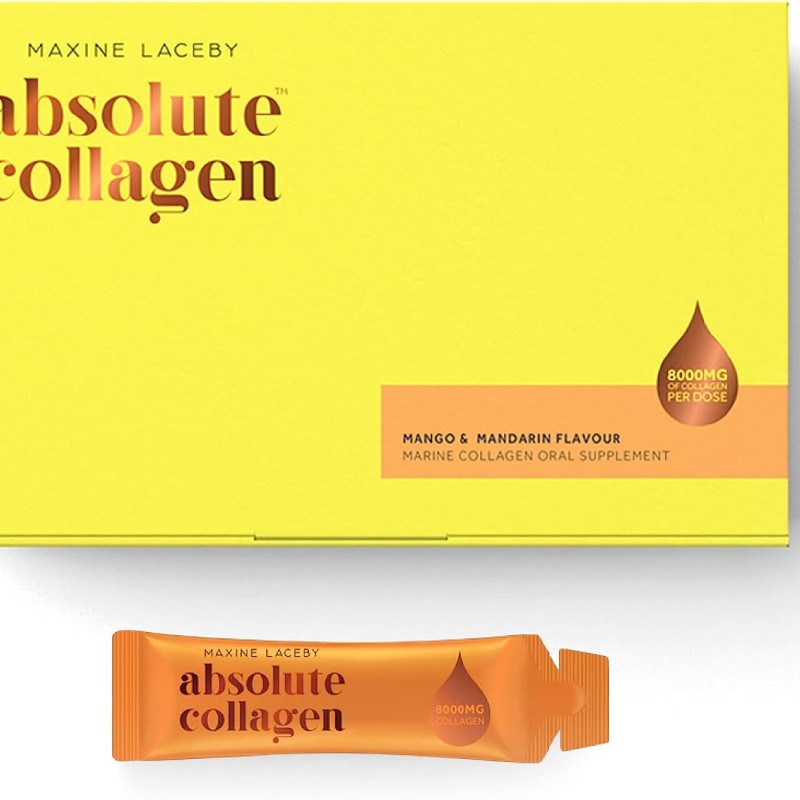 Absolute Collagen Marine Liquid Collagen Supplement for Women - Mango & Mandarin Flavour - Higher Absorption Than Tablets or Powder - 14 x 8000 mg Collagen Sachets per Box