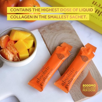 Absolute Collagen Marine Liquid Collagen Supplement for Women - Mango & Mandarin Flavour - Higher Absorption Than Tablets or Powder - 14 x 8000 mg Collagen Sachets per Box