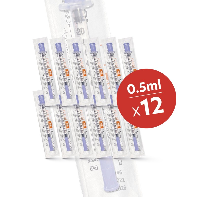 12 x FMS Micro Syringes (32G / 0.5ml / 8mm)