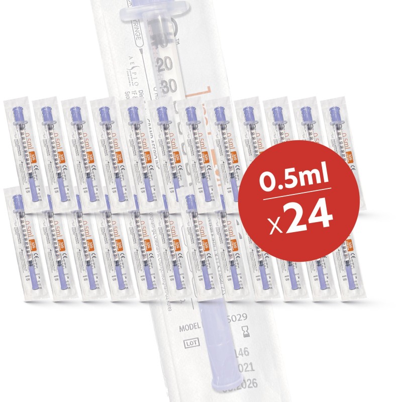 24 x FMS Micro Syringes (32G / 0.5ml / 8mm)